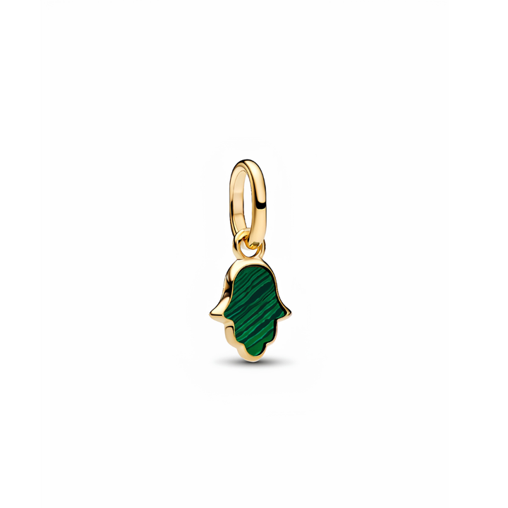 Pandora Gold Green Hamsa Hand Mini Dangle Charm