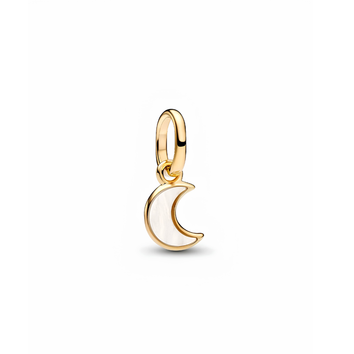 Pandora Gold White Crescent Moon Mini Dangle Charm