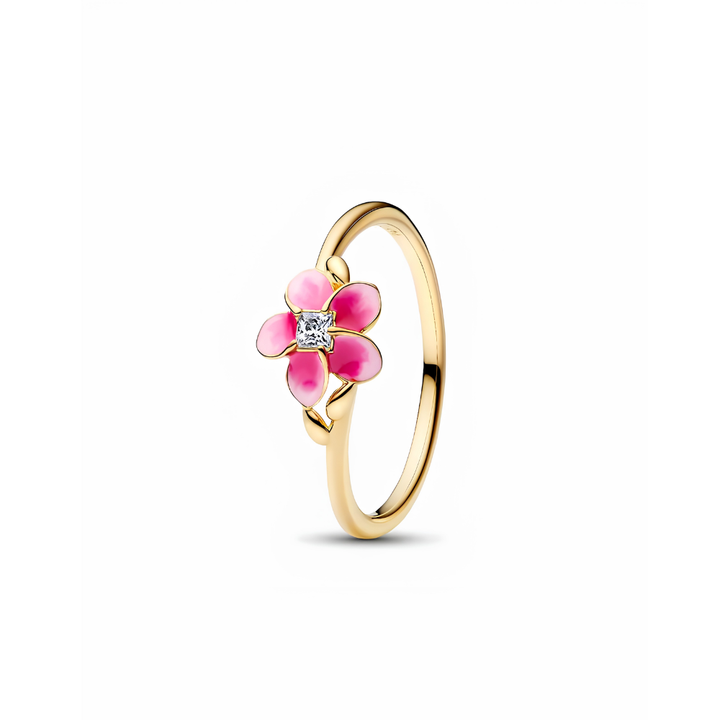 Pandora Gold Disney Moana Pink Enamel Flower Ring