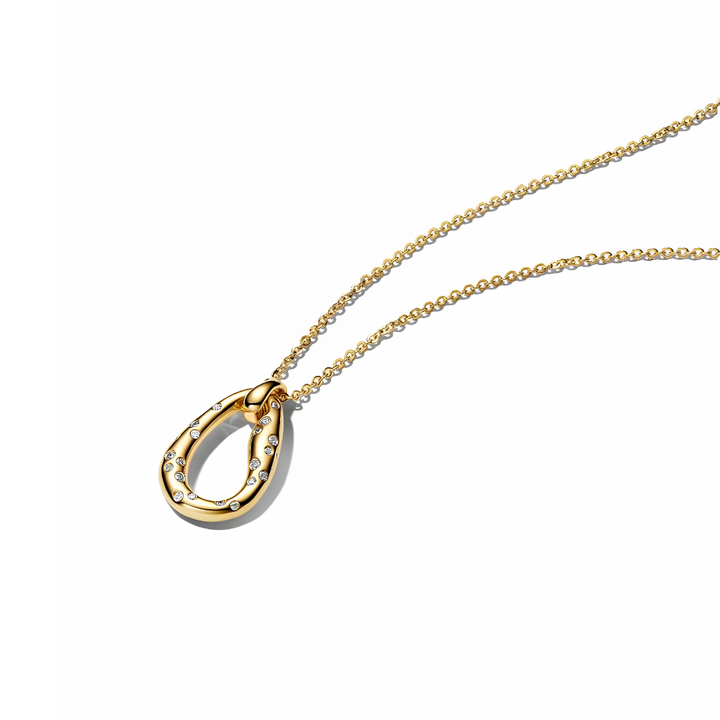 Pandora Gold Organically Shaped Stone-Set Pendant Necklace