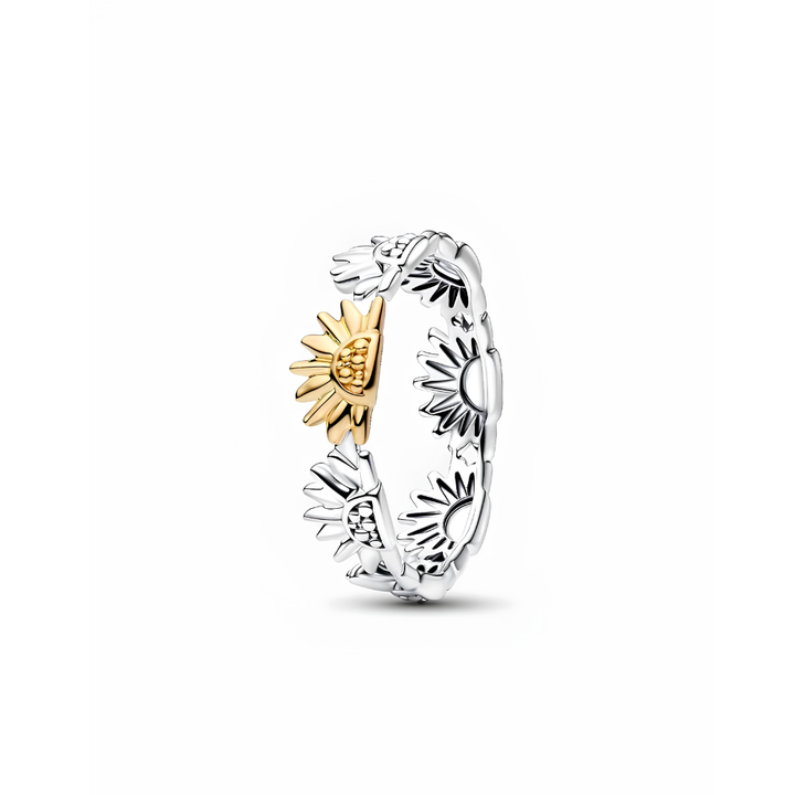 Pandora Silver and Gold Sunflower Ring