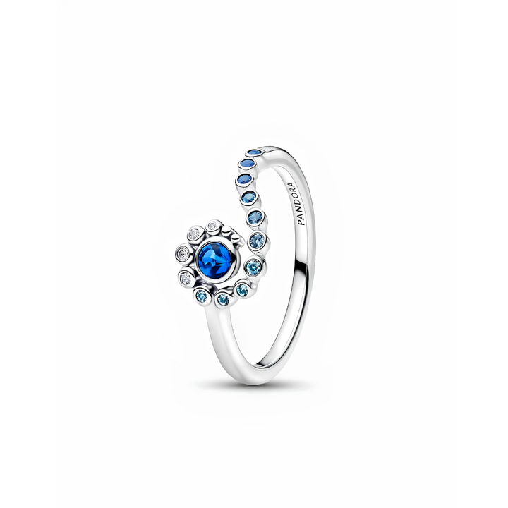 Pandora Silver Disney Moana Blue Ocean Wave Ring