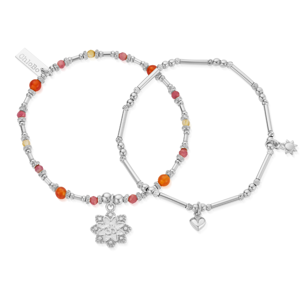 Chlobo Silver Sunkeeper Set Of 2 Bracelets