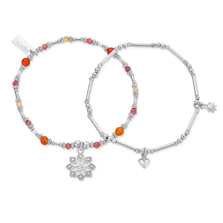 Chlobo Silver Sunkeeper Set Of 2 Bracelets
