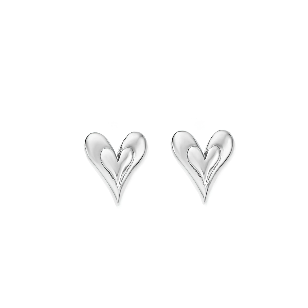 Chlobo Silver Sunlit Heart Stud Earrings