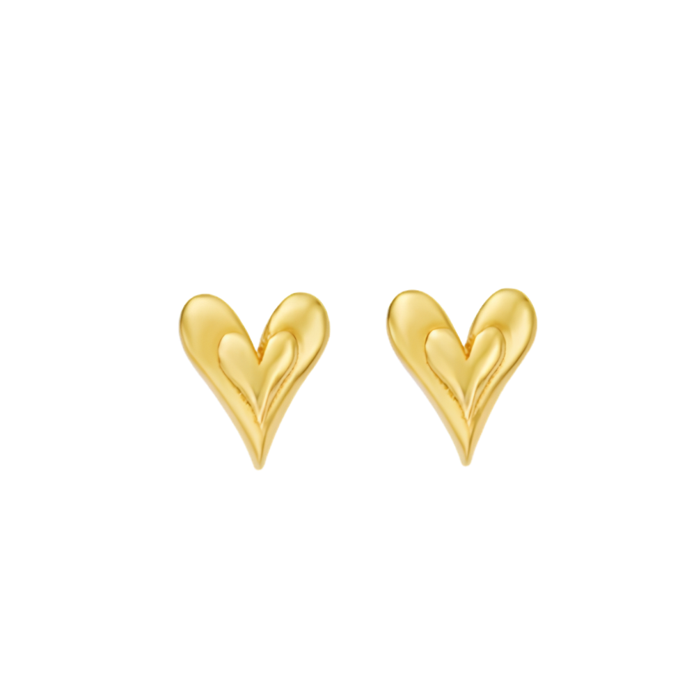 Chlobo Gold Sunlit Heart Stud Earrings
