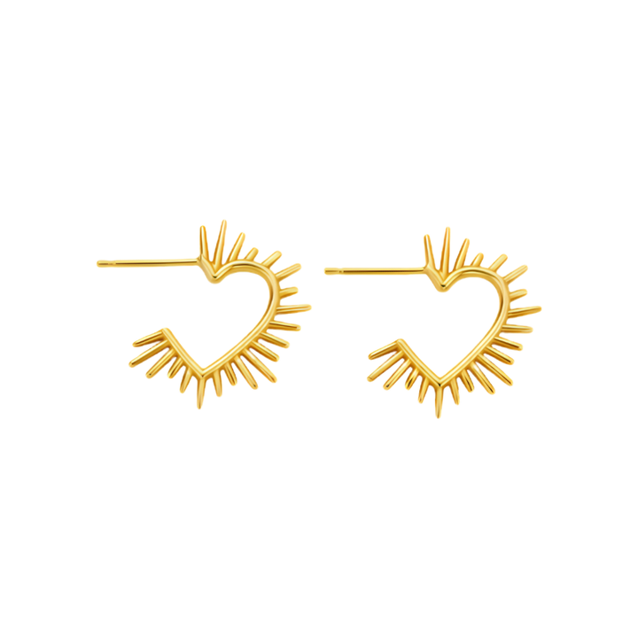 Chlobo Gold Heart Ray Hoop Earrings