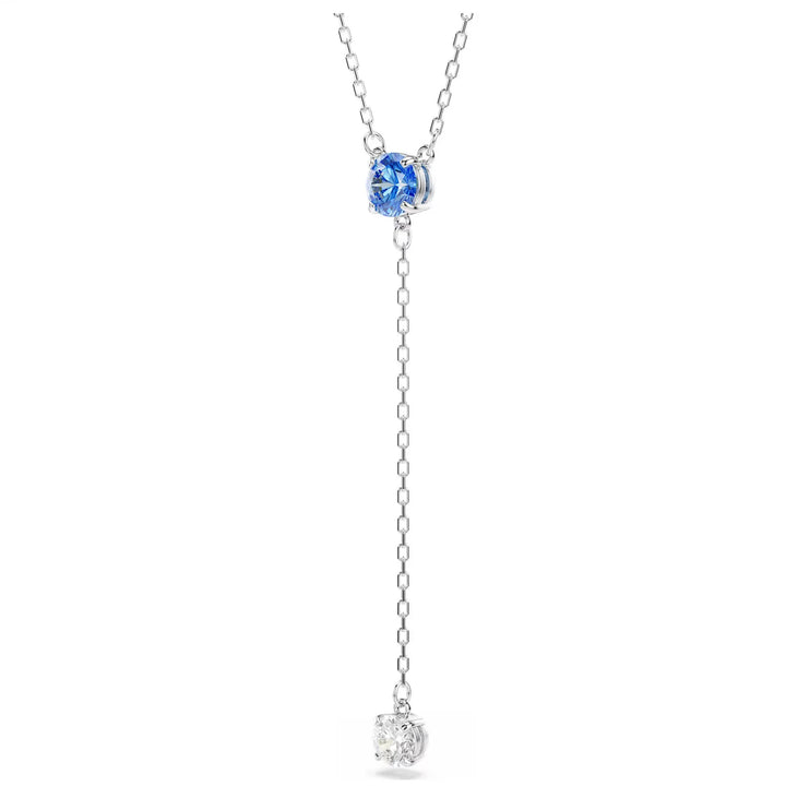 Swarovski Silver Stilla Attract Y Round Cut Blue Necklace