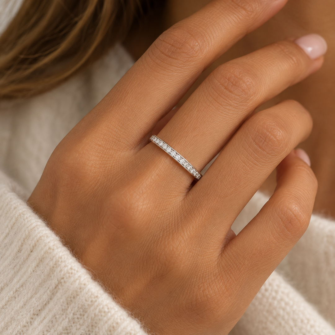 Mococo Fine 9ct White Gold Eternity Ring