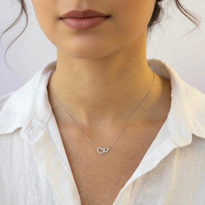 Ola Silver Interlocking Hearts Necklace