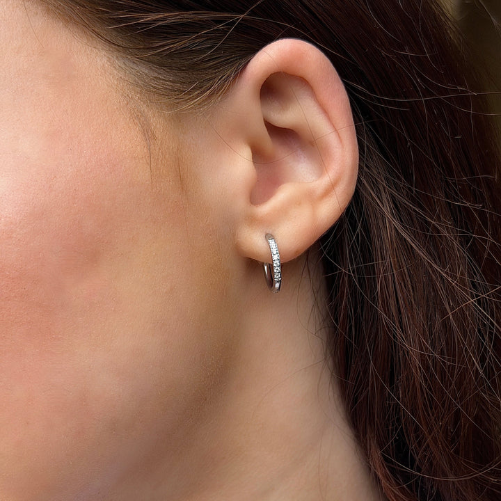 Mococo  Silver Sparkle Hoop Earrings