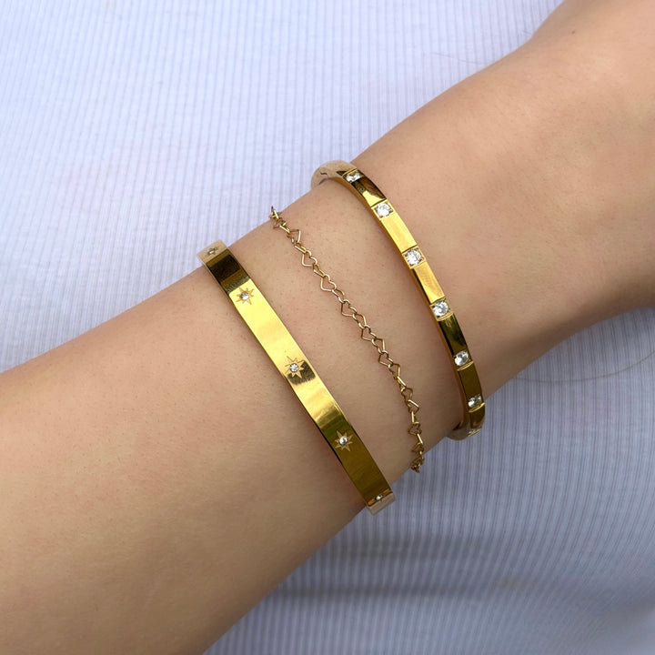 Mococo Gold CZ Stud Bangle