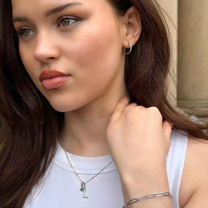 Mococo  Silver Sparkle Hoop Earrings