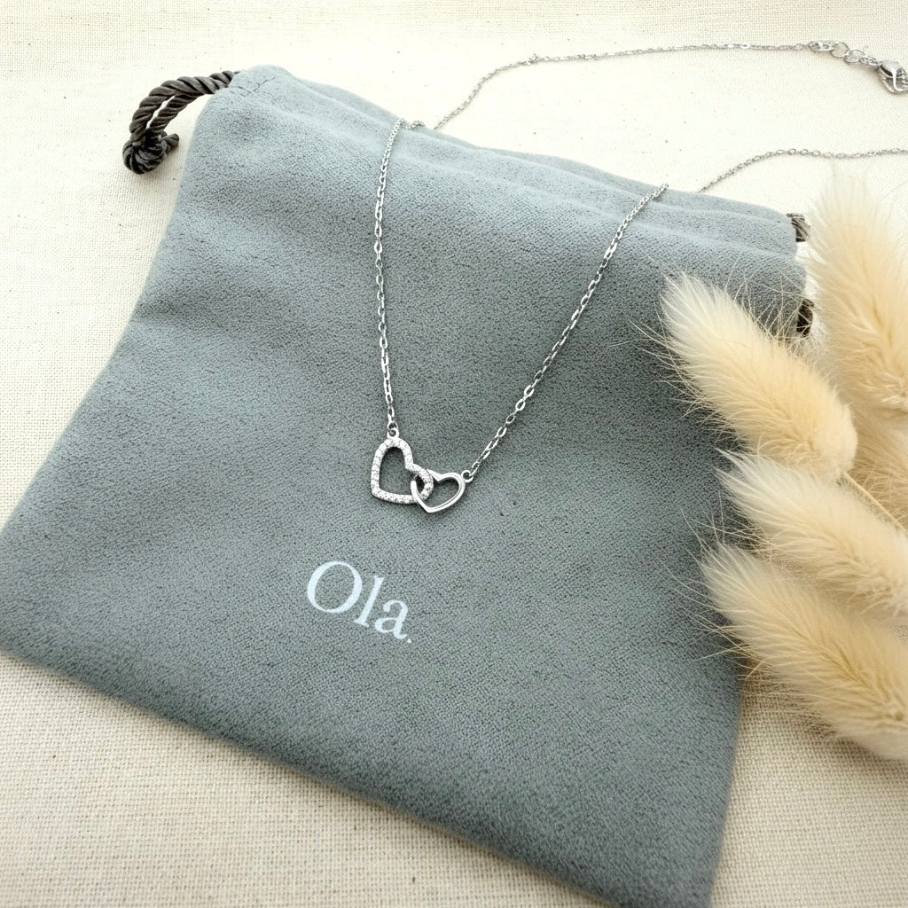 Ola Silver Interlocking Hearts Necklace