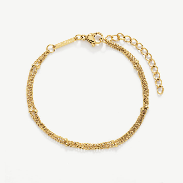 D.Louise Double Beaded Bracelet 16cm Gold - Mococo