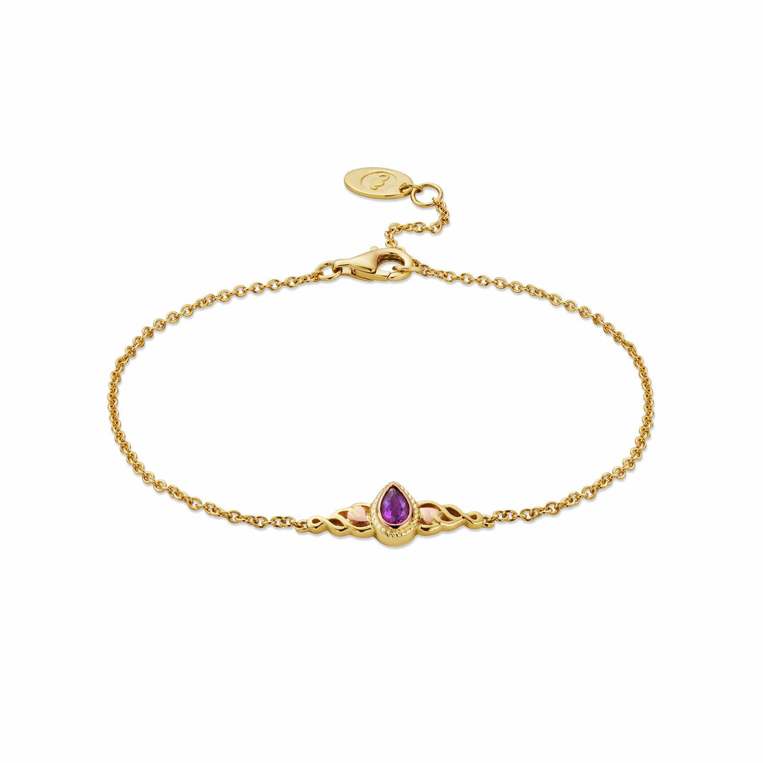 Royal Clogau 9ct Solid Gold Delphinium Bracelet with Amethyst