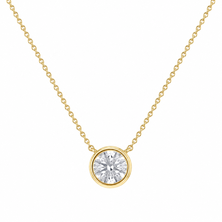 Mococo Fine 9ct Gold 1ct Round Diamond Necklace