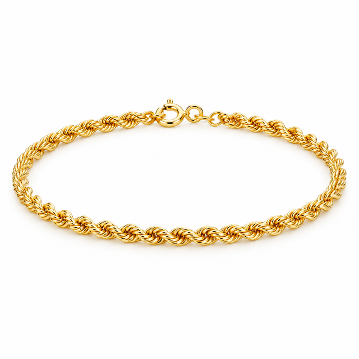 Mococo Fine 9ct Yellow Gold Rope Chain Bracelet