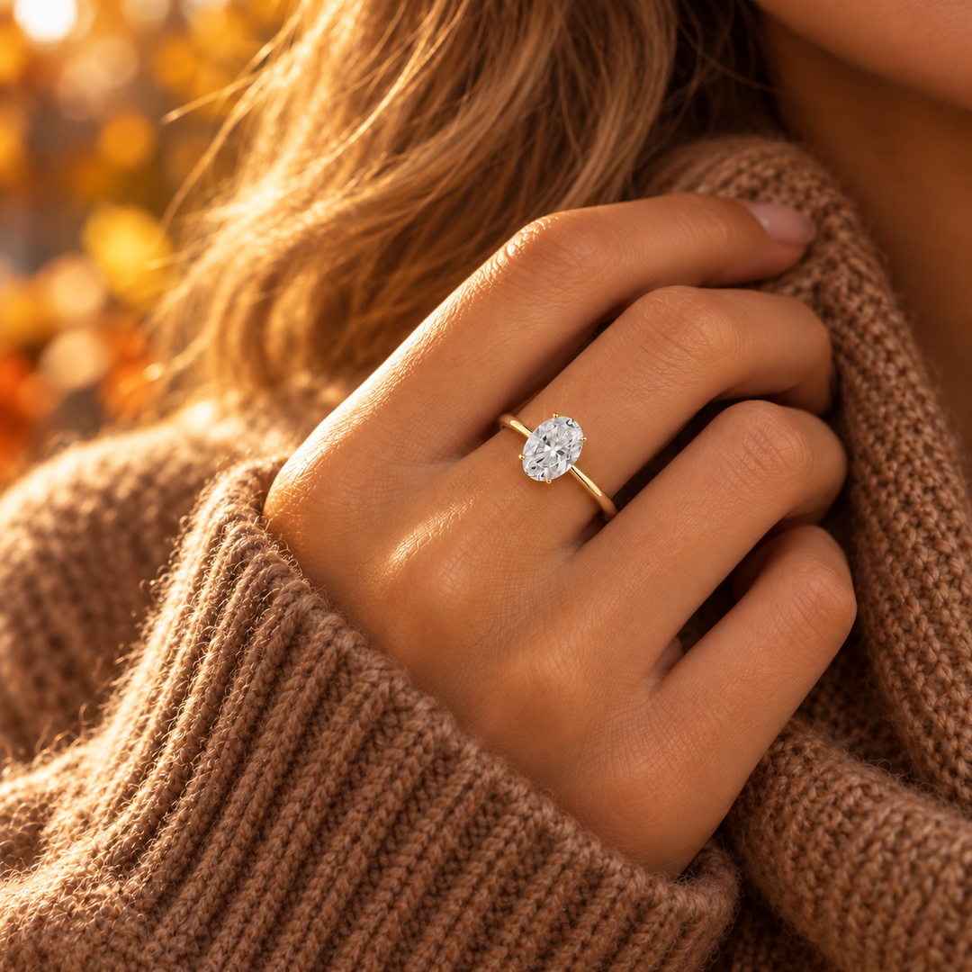 Mococo Ring 9ct Yellow Gold Oval Solitaire Ring