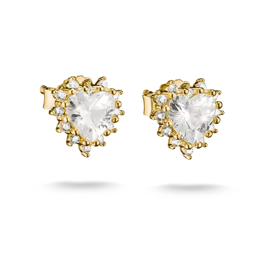 Thomas Sabo Gold Ear Studs with White Heart Cut Zirconia - MococoThomas SaboH2315-M01-14Earrings