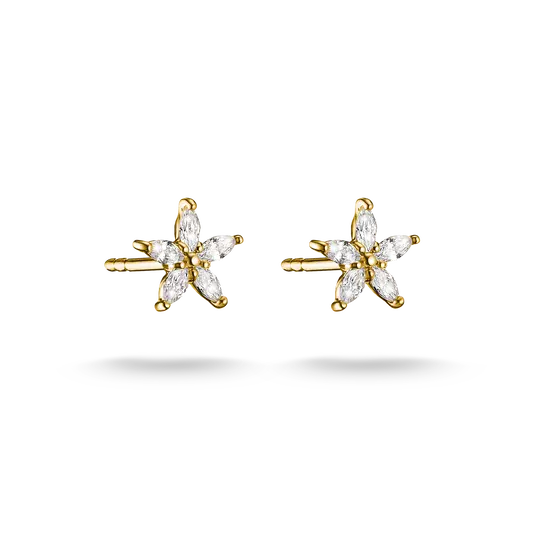 Thomas Sabo Gold Flower Stud Earrings with White Zirconia - MococoThomas SaboH2376-M01-14Earrings