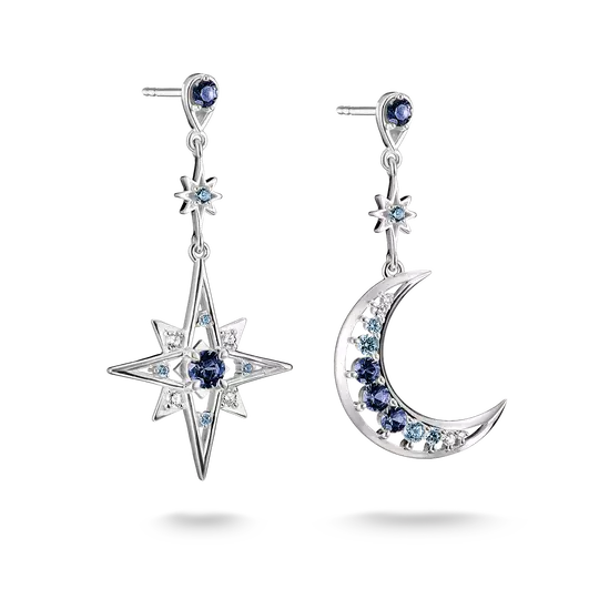 Thomas Sabo Silver Moon and Star Earrings with Blue Stones - MococoThomas SaboH2379-166-1Earrings