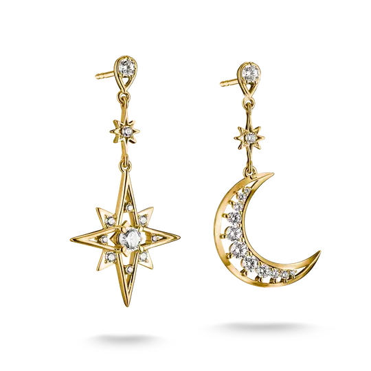 Thomas Sabo Gold Moon and Star Earrings with White Zirconia - MococoThomas SaboH2379-M01-14Earrings