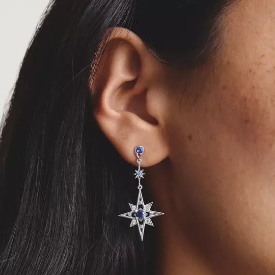 Thomas Sabo Silver Moon and Star Earrings with Blue Stones