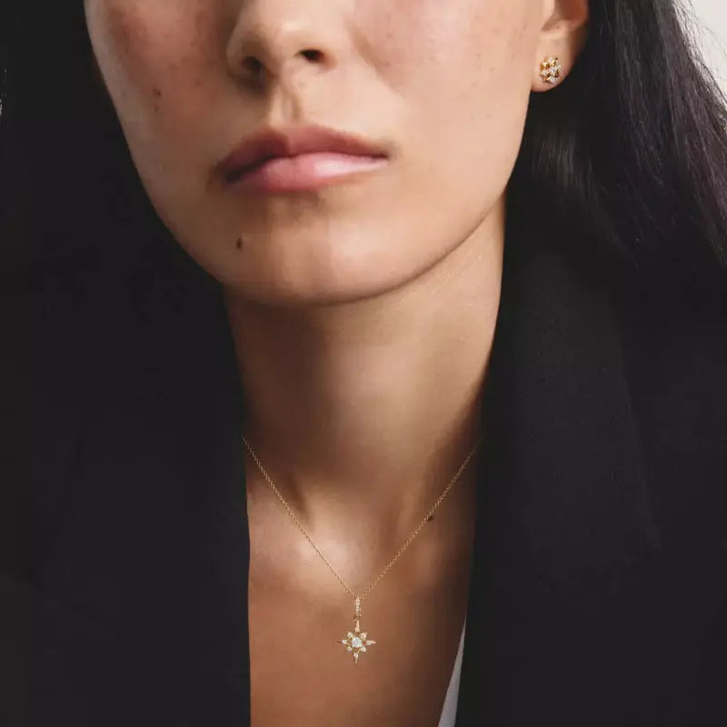 Thomas Sabo Gold Star Necklace with White Zirconia