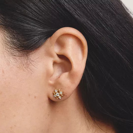 Thomas Sabo Gold Star Stud Earrings with White Zirconia