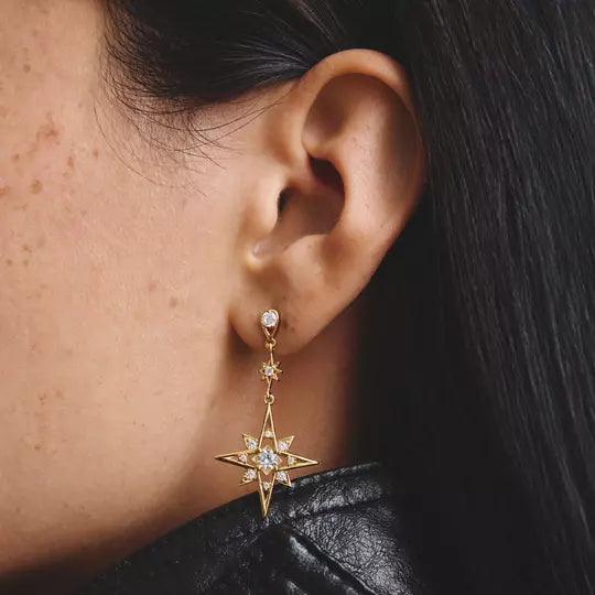 Thomas Sabo Gold Moon and Star Earrings with White Zirconia