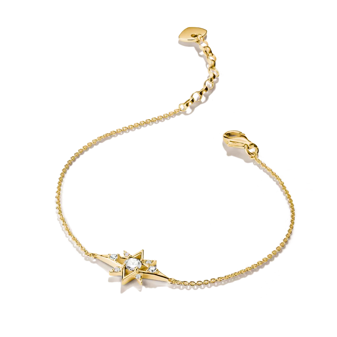 Thomas Sabo Gold Star Bracelet with White Zirconia