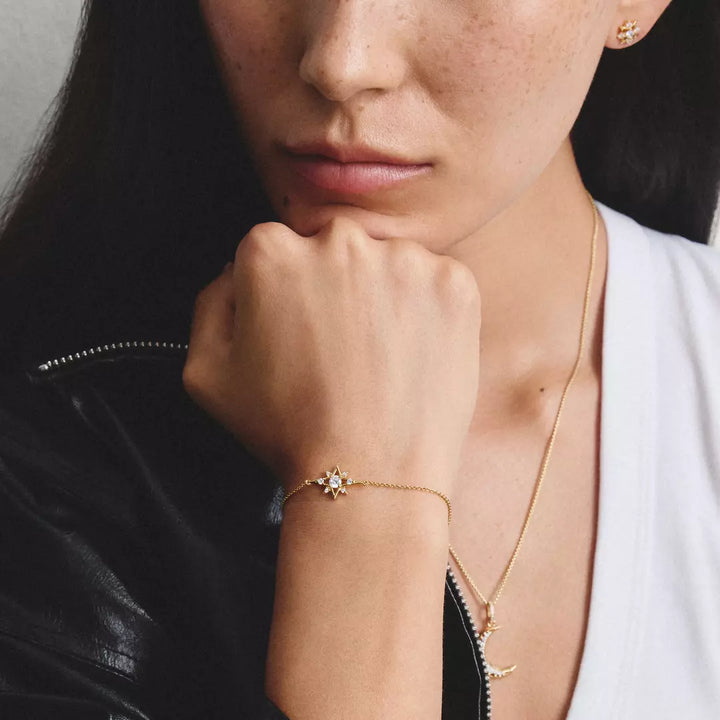 Thomas Sabo Gold Star Bracelet with White Zirconia