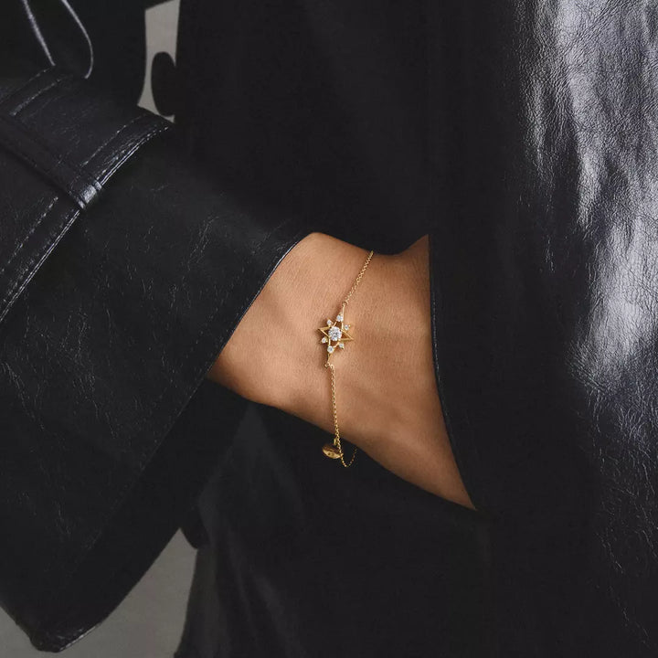 Thomas Sabo Gold Star Bracelet with White Zirconia