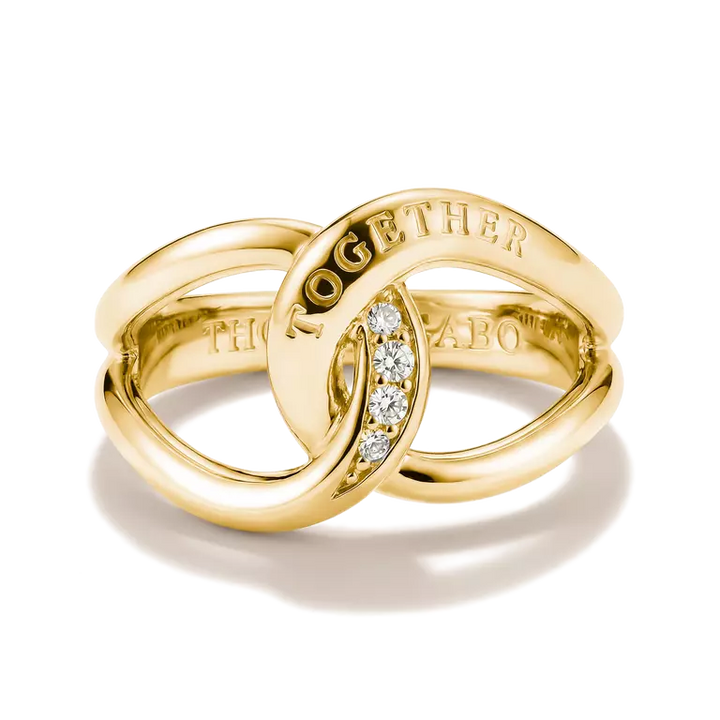 Thomas Sabo Gold Ring Together with White Zirconia