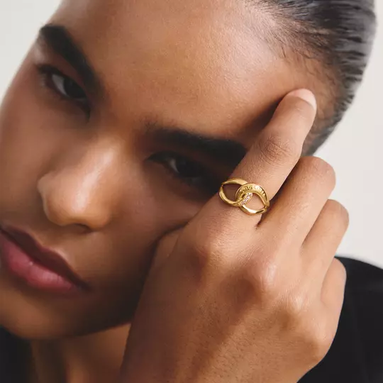 Thomas Sabo Gold Ring Together with White Zirconia