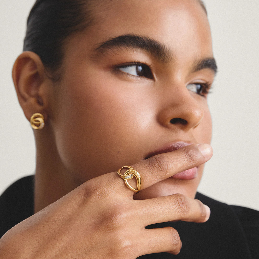 Thomas Sabo Gold Ring Together with White Zirconia
