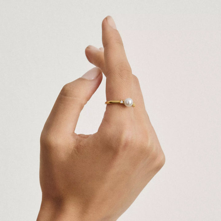 Thomas Sabo Gold Ring Pearl with White Zirconia