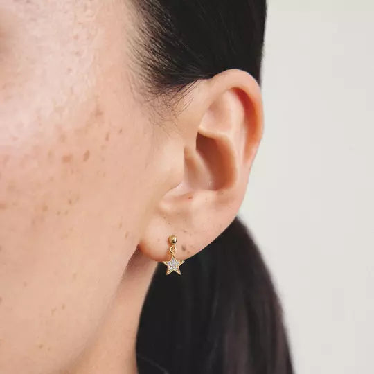 Thomas Sabo Gold Moon and Star Stud Earrings with White Zirconia