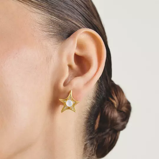 Thomas Sabo Gold Ear Studs Starfish with Mother-of-pearl