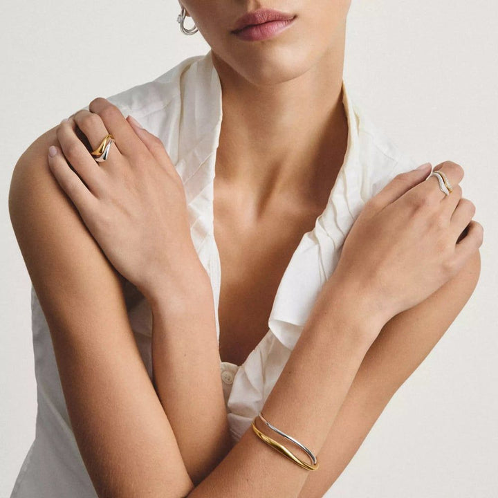 Thomas Sabo Gold Bangle with Wave Design