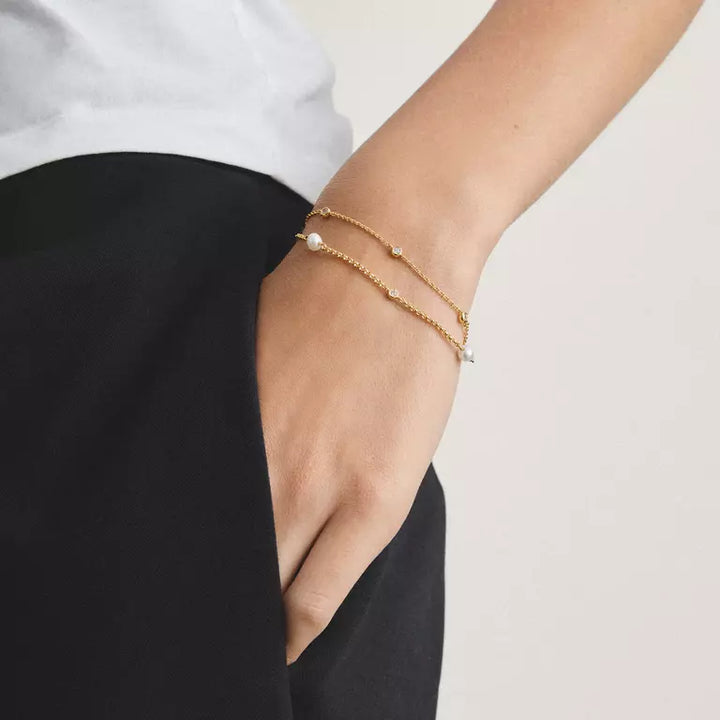 Thomas Sabo Gold Dainty Pearl Bracelet