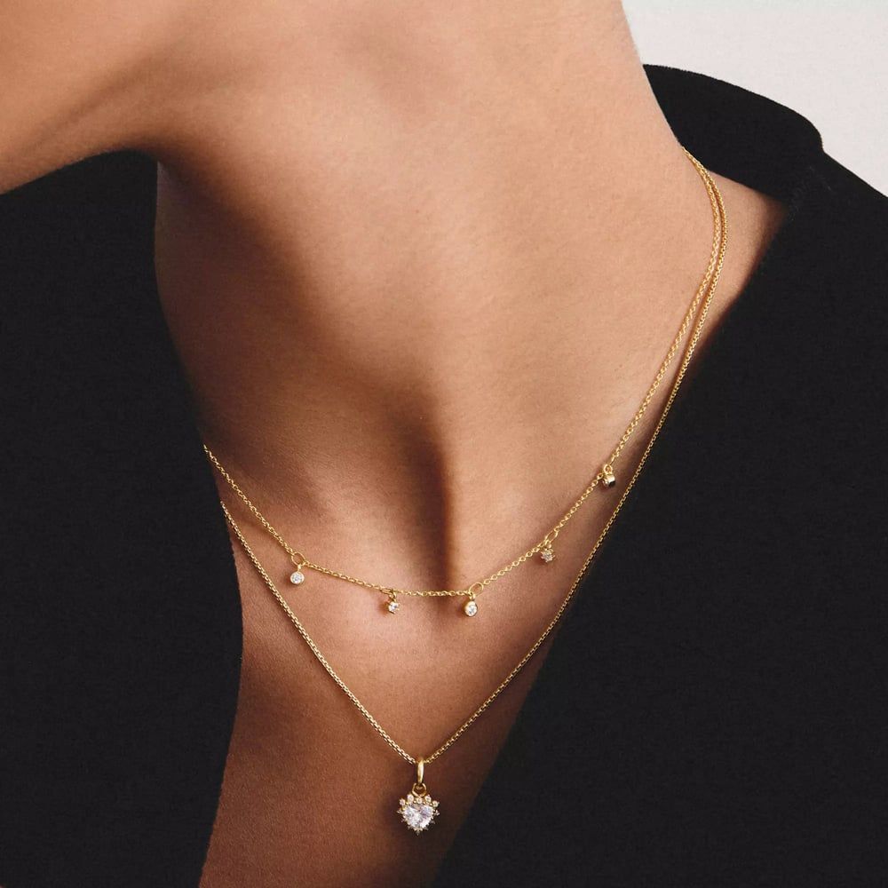 Thomas Sabo Gold Chain with White Heart-cut Zirconia