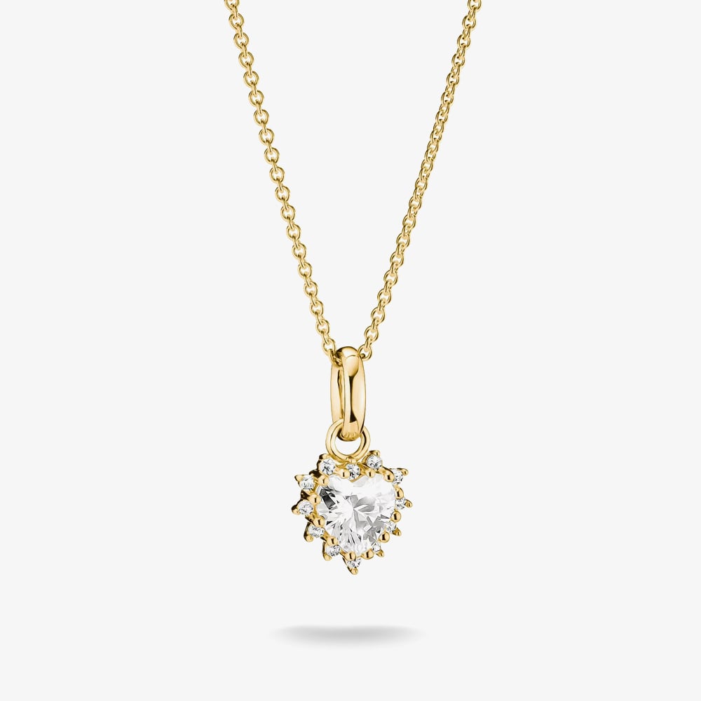 Thomas Sabo Gold Chain with White Heart-cut Zirconia