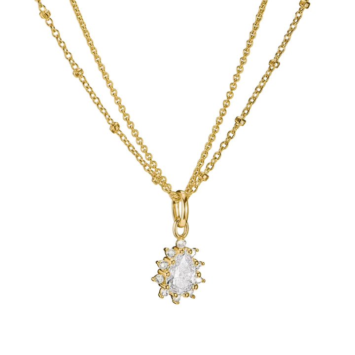 Thomas Sabo Gold Double Chain with White Zirconia in Teardrop Shape