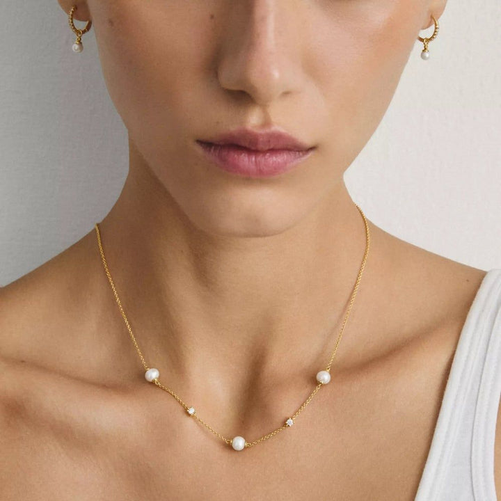 Thomas Sabo Gold Chain with Pearls and White Zirconia