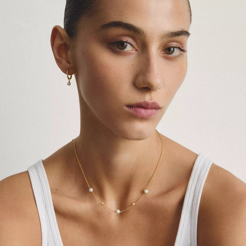 Thomas Sabo Gold Chain with Pearls and White Zirconia