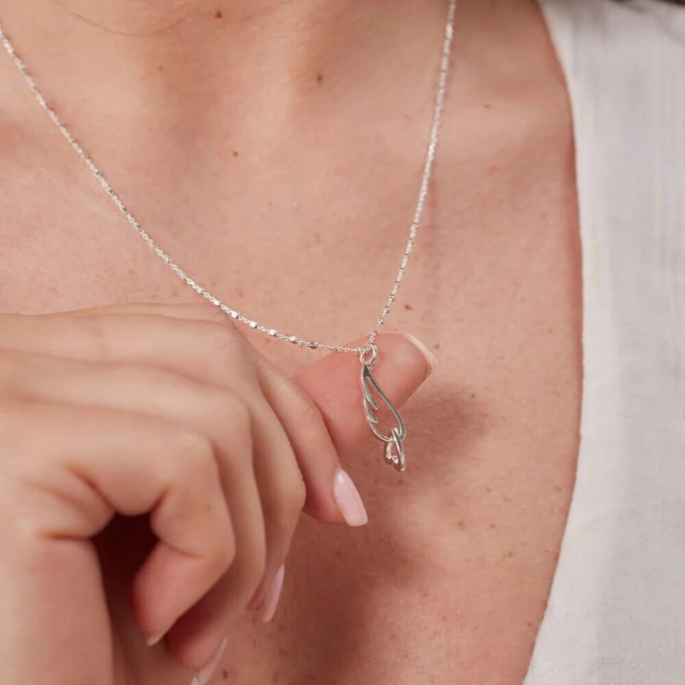 ChloBo Silver Interlocking Angel Wing and Heart Necklace