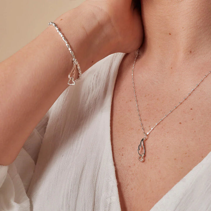 ChloBo Silver Interlocking Angel Wing and Heart Necklace