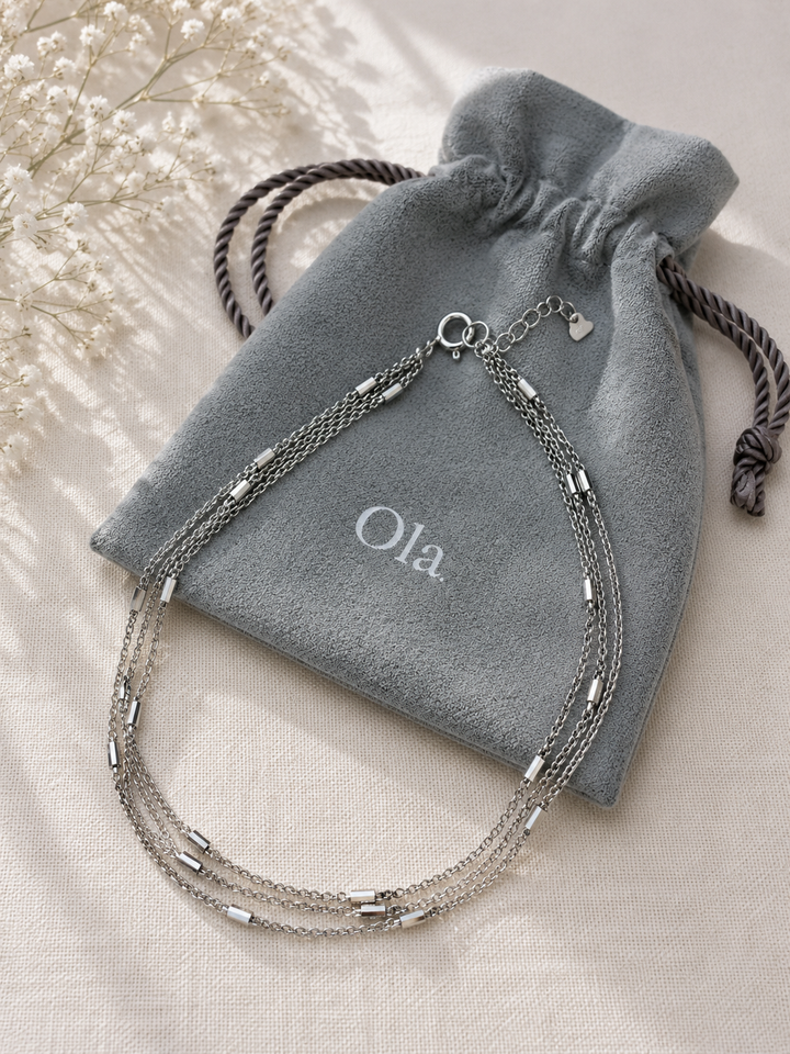 Ola Silver Triple Chain Anklet